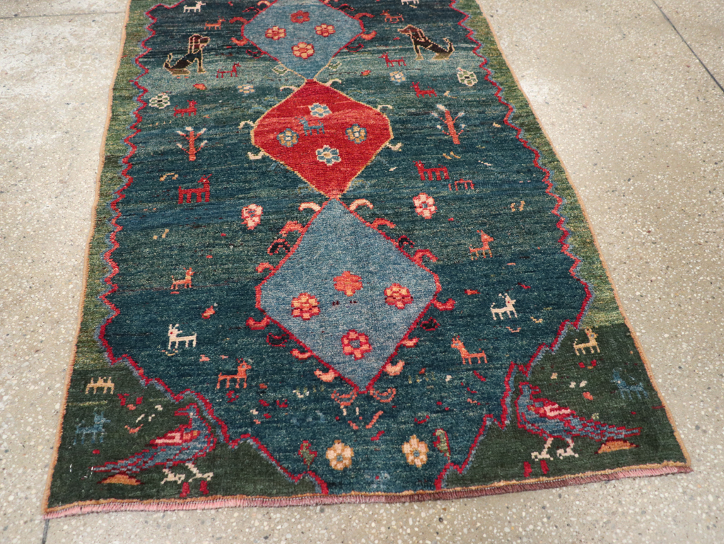 Vintage Persian Gabbeh Throw Rug, No.30475 - Staging