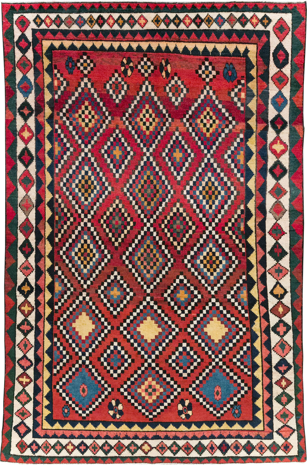 Vintage Persian Gabbeh Accent Rug, No.30476 - Staging