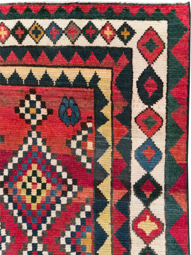 Vintage Persian Gabbeh Accent Rug, No.30476 - Staging