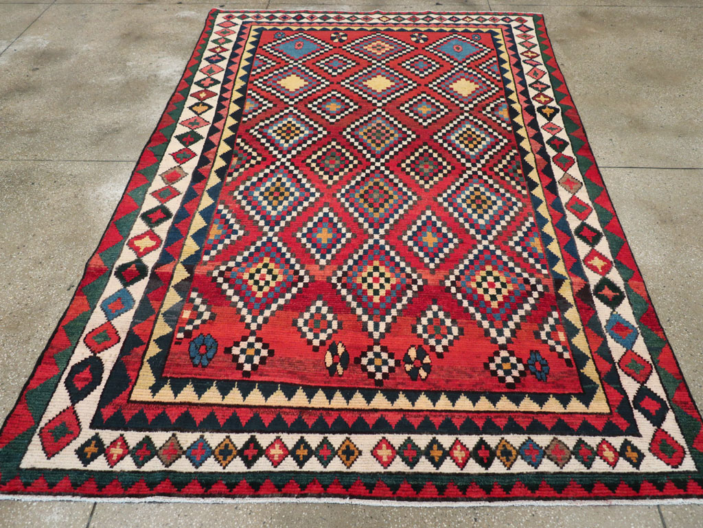 Vintage Persian Gabbeh Accent Rug, No.30476 - Staging