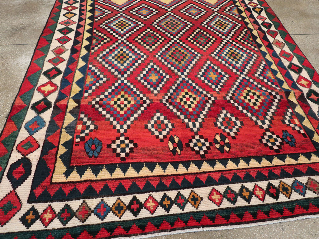 Vintage Persian Gabbeh Accent Rug, No.30476 - Staging