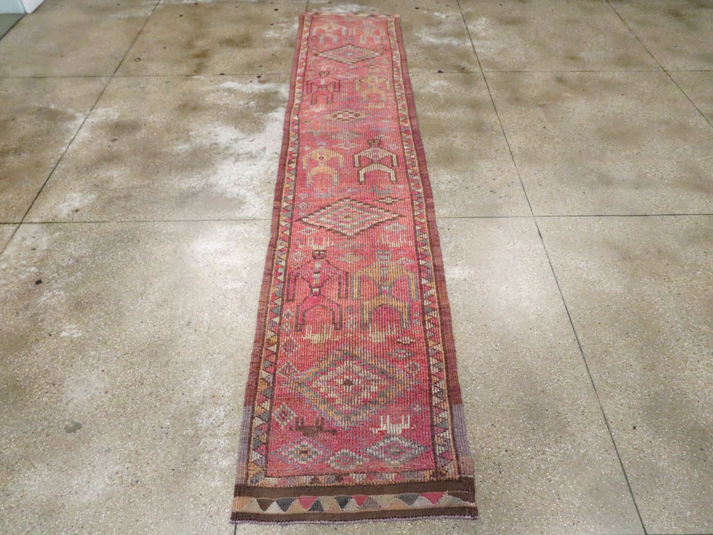 Vintage Turkish Anatolian Pictorial Runner, No.30492 - Staging