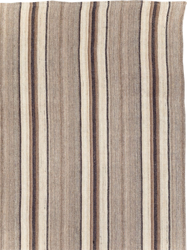 Contemporary Turkish Flatweave Kilim Square Room Size Carpet, No.30512 - Staging