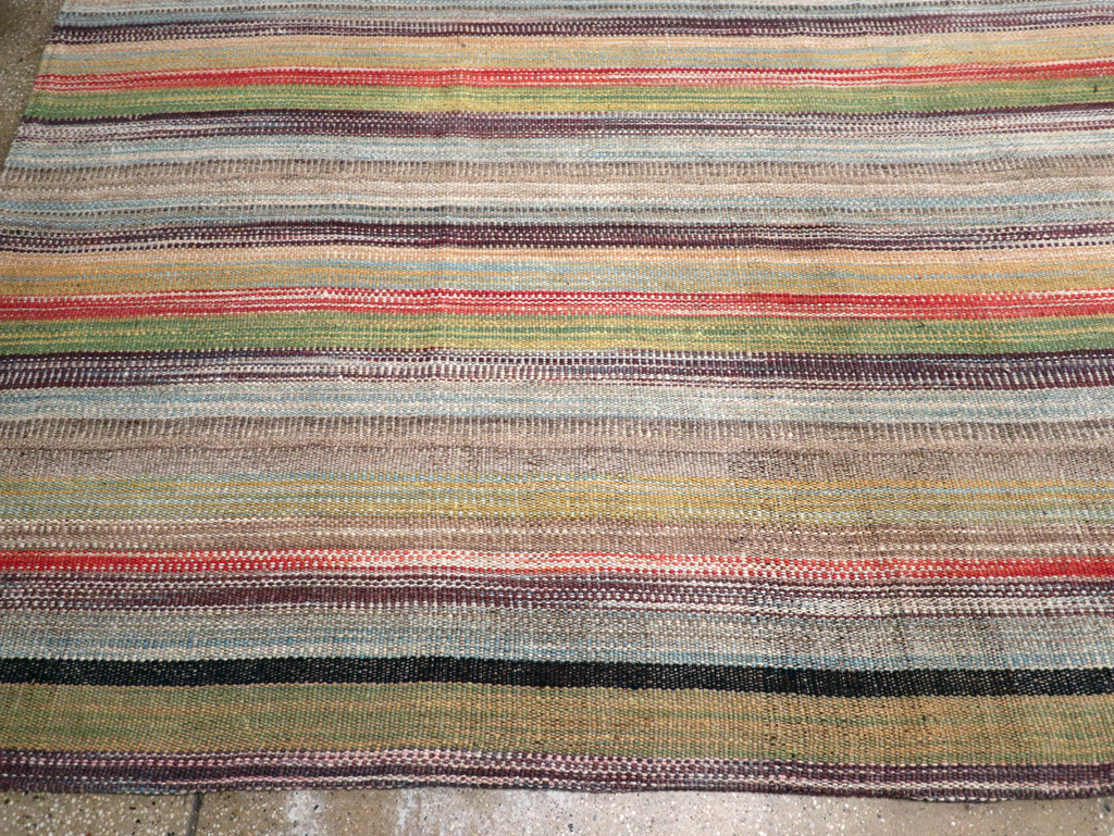Large Contemporary Turkish Flatweave Kilim Carpet, No.30515 - Staging
