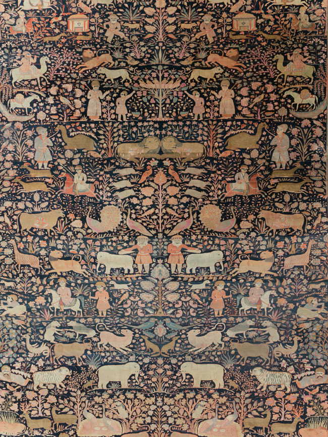 Antique Persian Mohtasham Kashan Large Room Size Pictorial Carpet, No.30541 - Staging