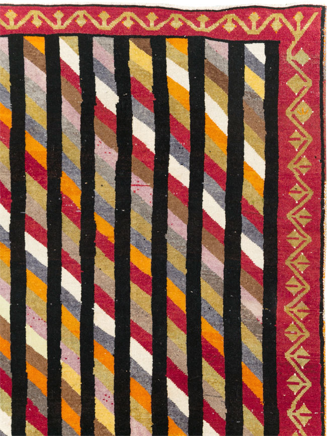 Vintage Turkish Anatolian Art Deco Style Small Room Size Carpet, No.30551 - Staging