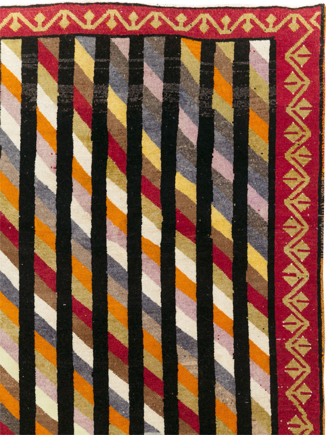 Vintage Turkish Anatolian Art Deco Style Small Room Size Carpet, No.30551 - Staging