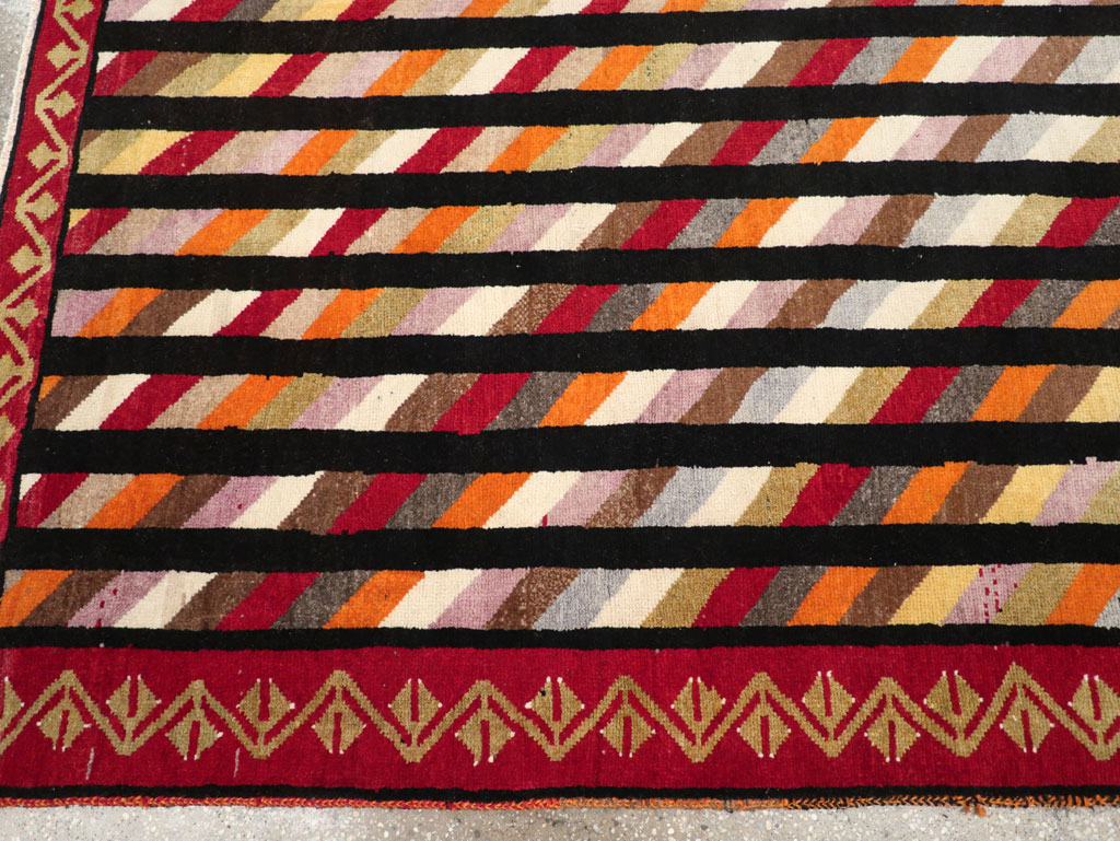 Vintage Turkish Anatolian Art Deco Style Small Room Size Carpet, No.30551 - Staging