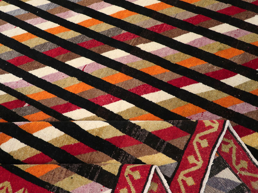 Vintage Turkish Anatolian Art Deco Style Small Room Size Carpet, No.30551 - Staging