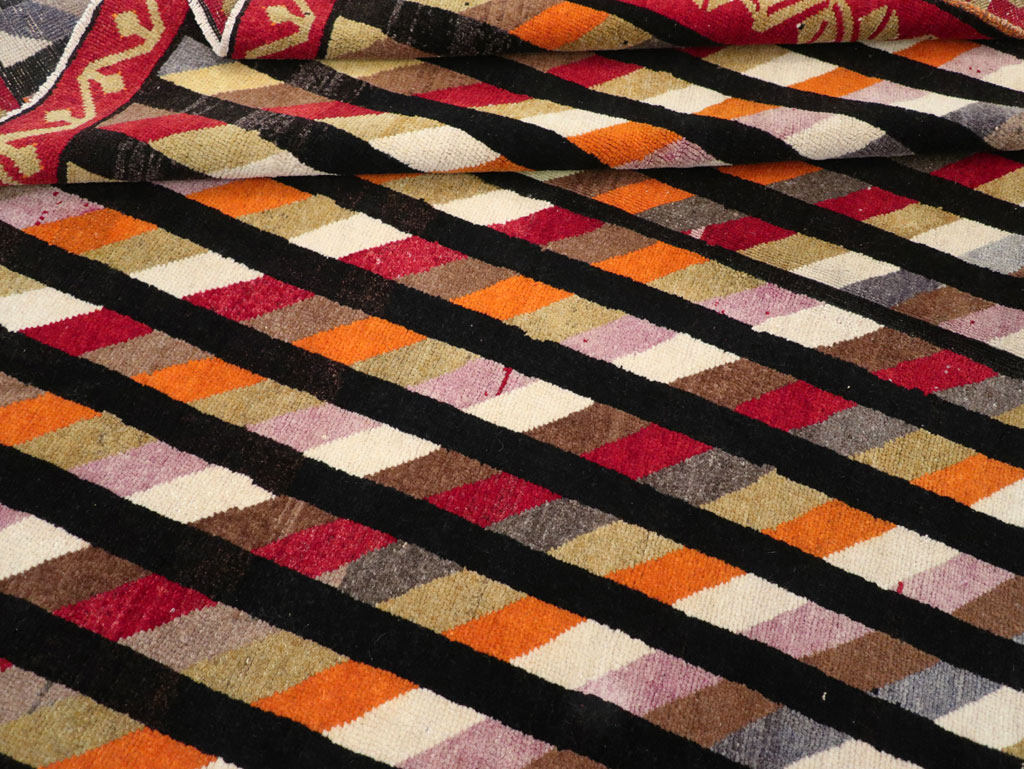 Vintage Turkish Anatolian Art Deco Style Small Room Size Carpet, No.30551 - Staging