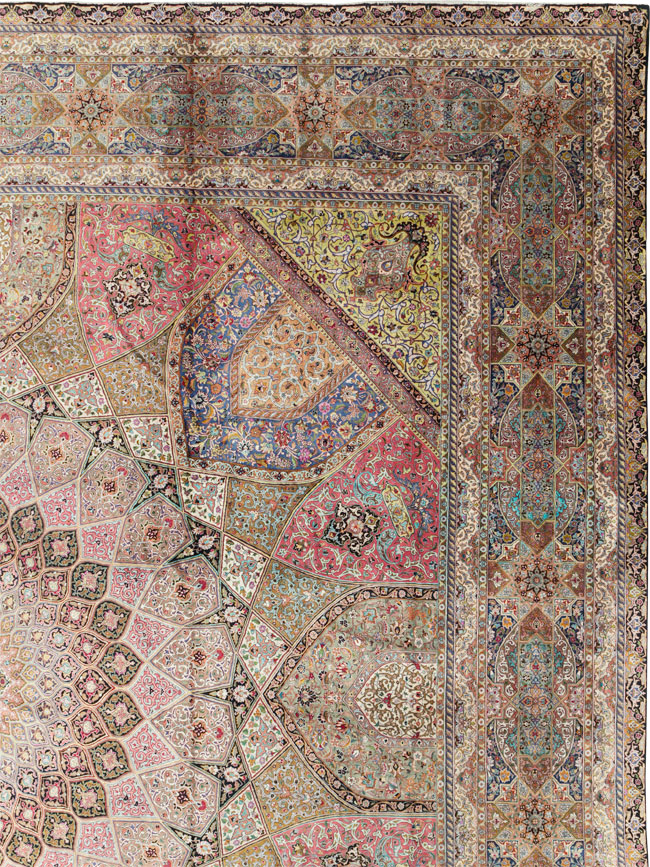 Modern Persian Silk Quom Square Oversize Carpet, No.30556 - Staging