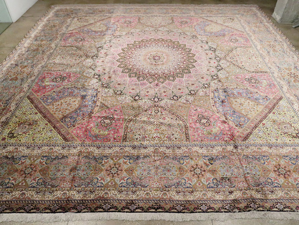 Modern Persian Silk Quom Square Oversize Carpet, No.30556 - Staging