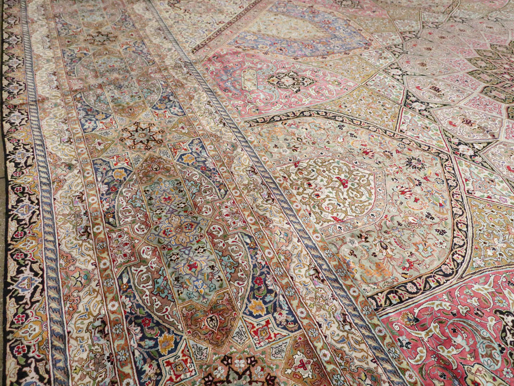Modern Persian Silk Quom Square Oversize Carpet, No.30556 - Staging
