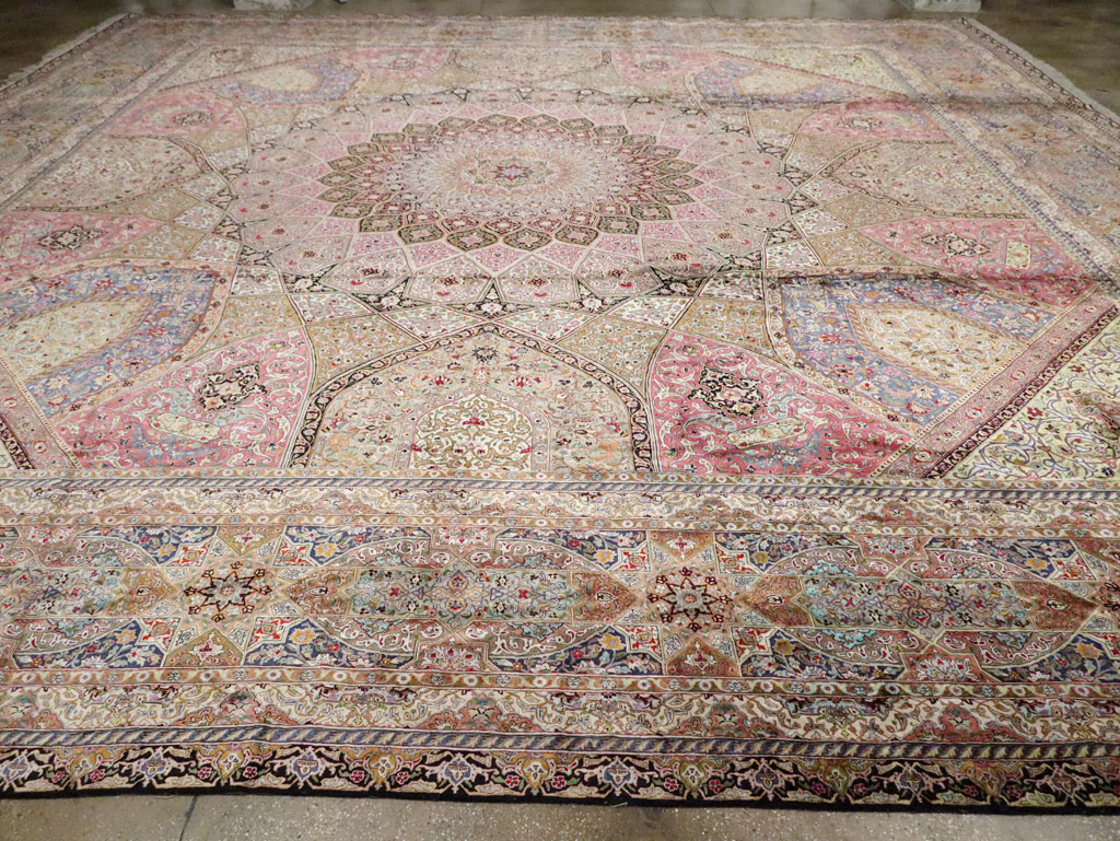 Modern Persian Silk Quom Square Oversize Carpet, No.30556 - Staging