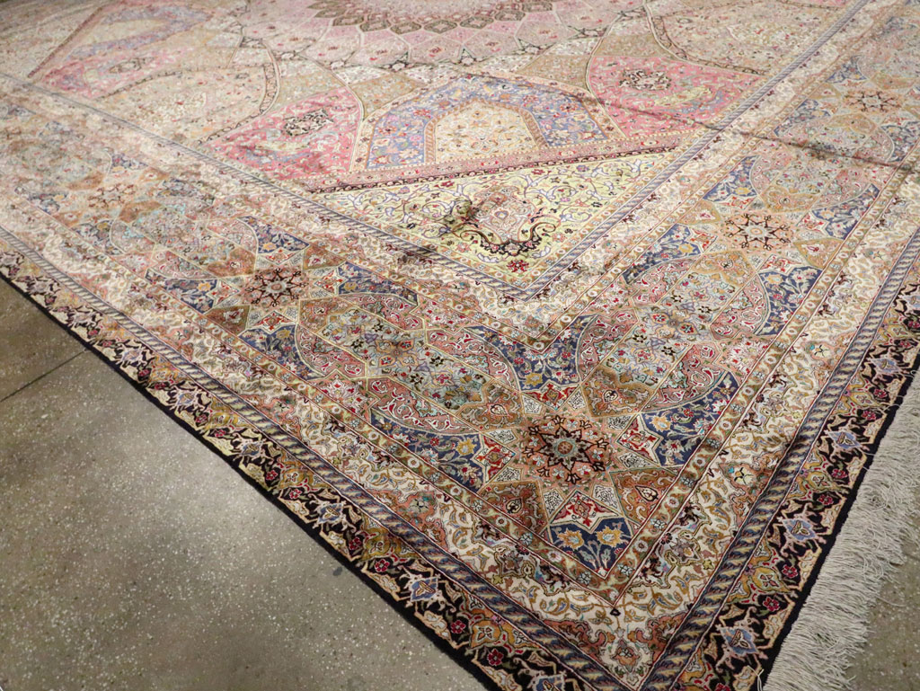 Modern Persian Silk Quom Square Oversize Carpet, No.30556 - Staging