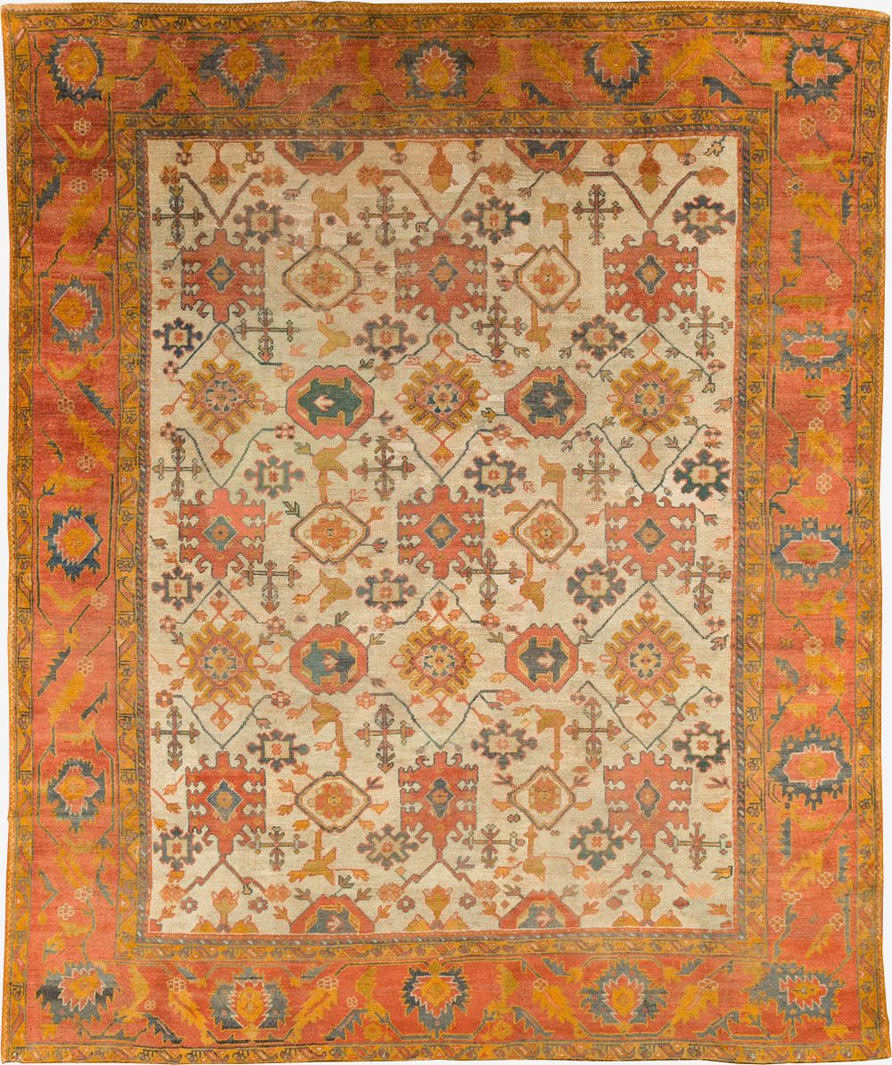 Antique Turkish Oushak Carpet, No.30573 - Staging