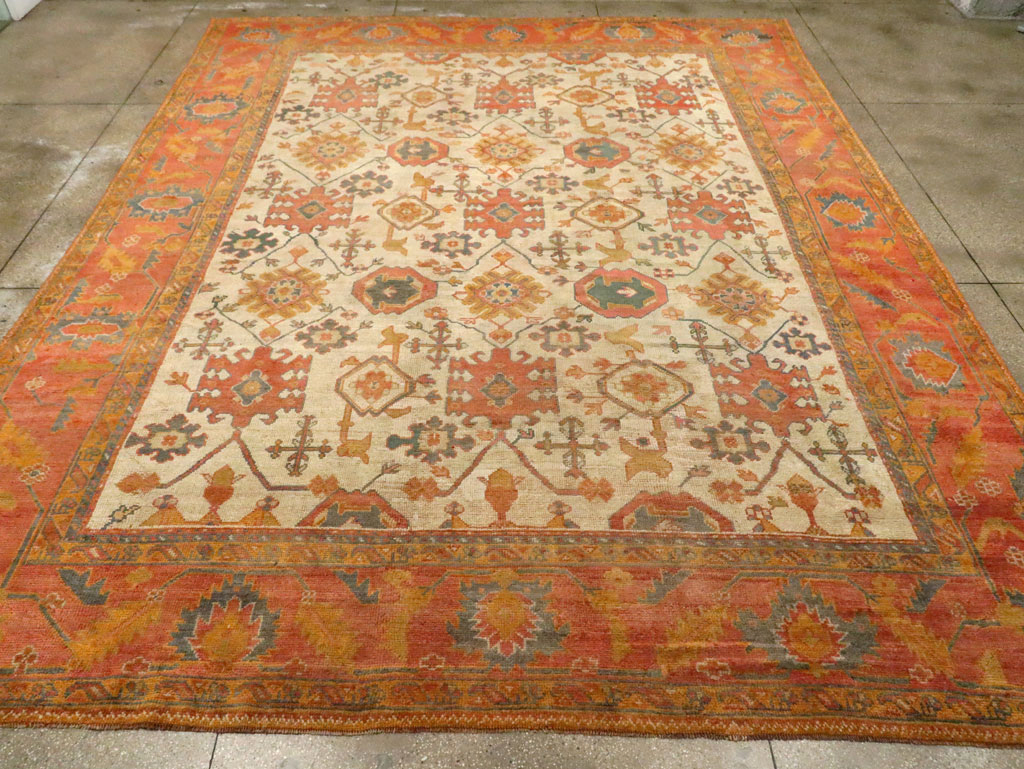 Antique Turkish Oushak Carpet, No.30573 - Staging