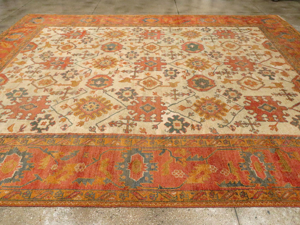 Antique Turkish Oushak Carpet, No.30573 - Staging