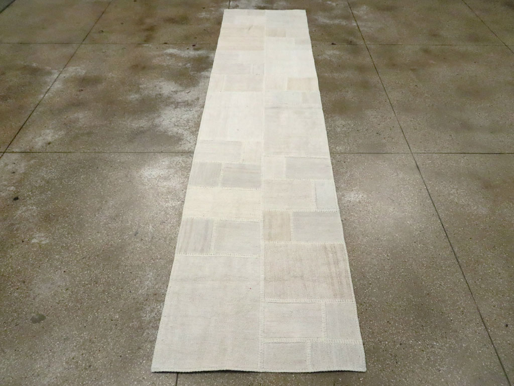 Contemporary Turkish Flatweave Kilim Patchwork Runner, No.30581 - Staging