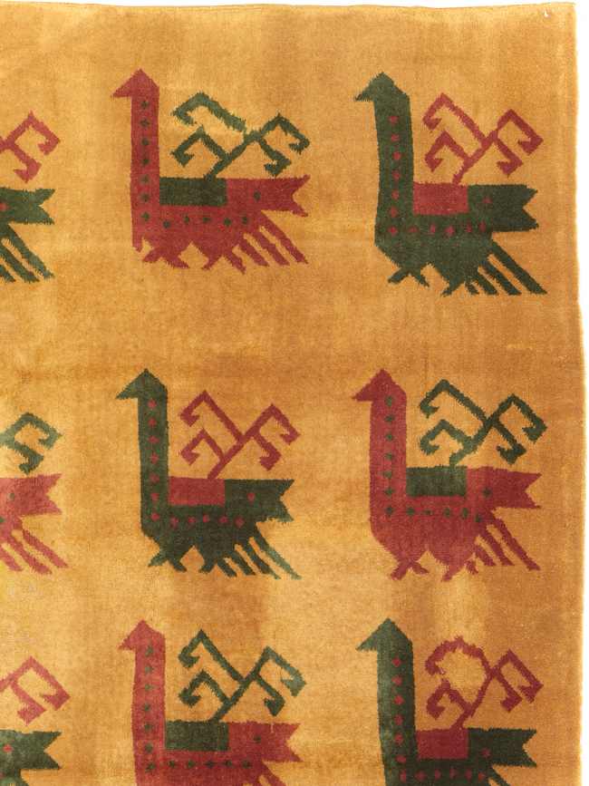 Vintage Turkish Art Deco Accent Carpet, No.30586 - Staging