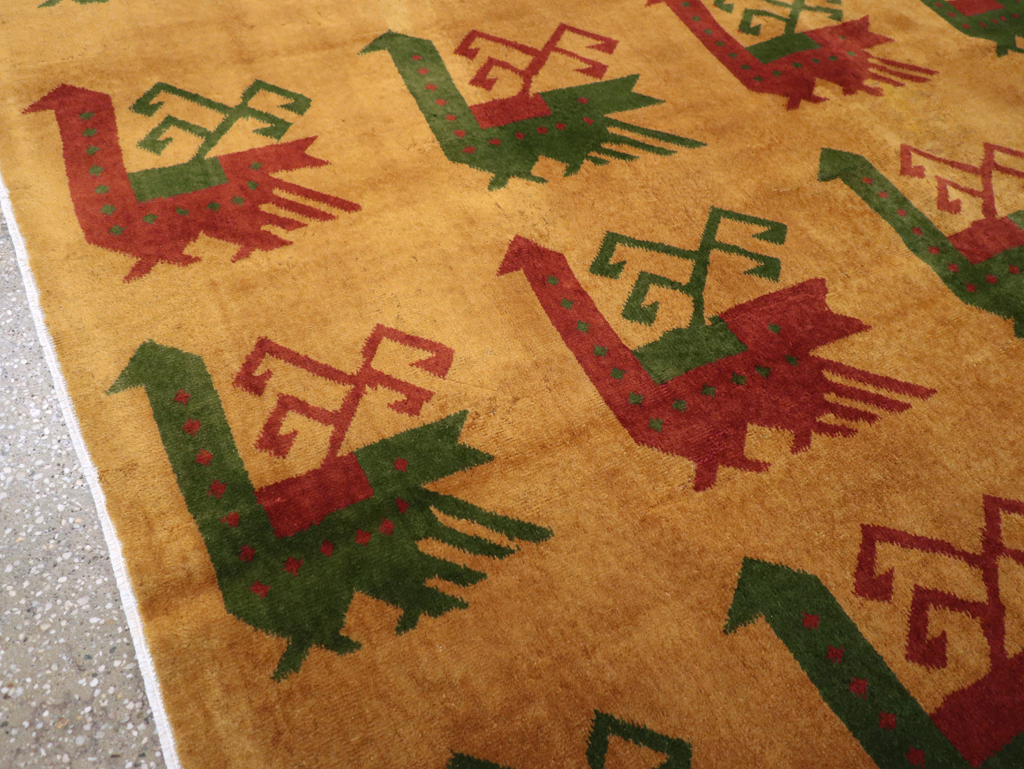 Vintage Turkish Art Deco Accent Carpet, No.30586 - Staging