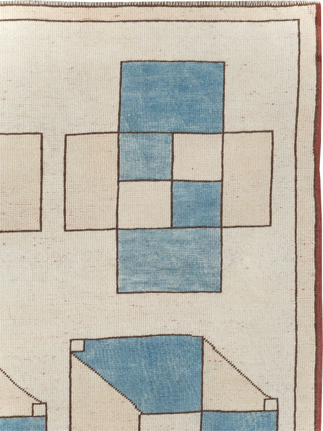 Vintage Turkish Art Deco Style Accent Carpet, No.30593 - Staging