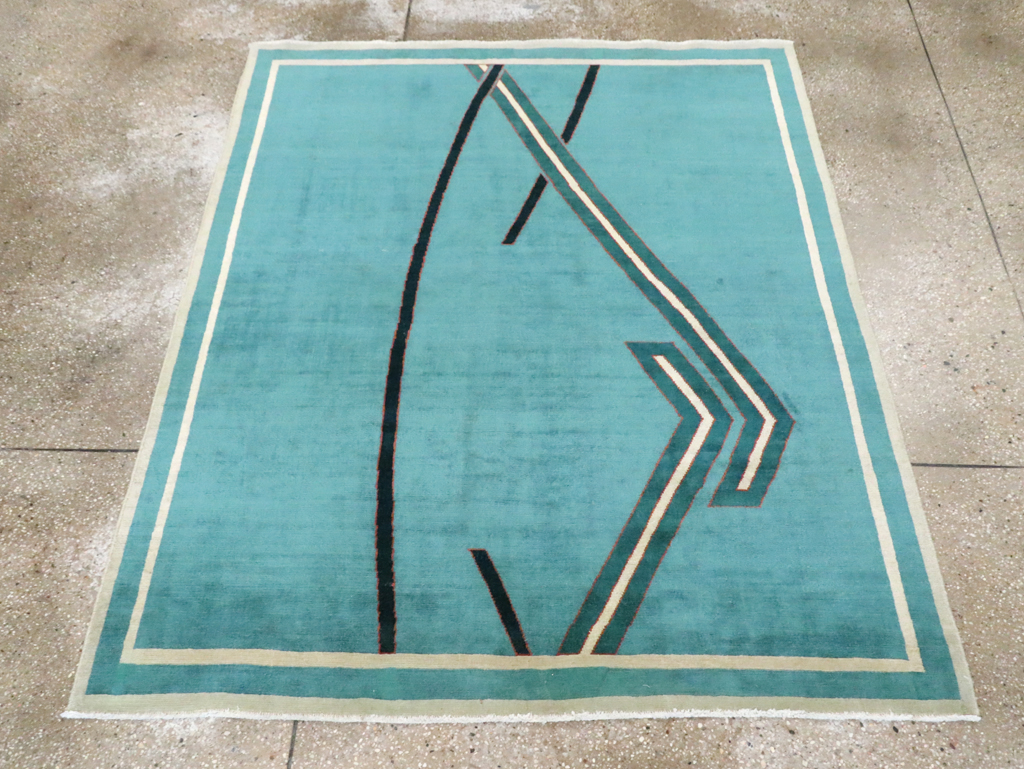 Vintage Persian Art Deco Rug, No.30595 - Staging