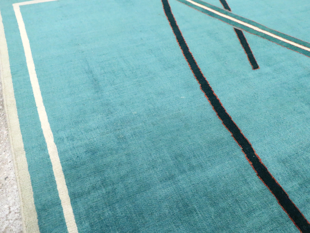 Vintage Persian Art Deco Rug, No.30595 - Staging