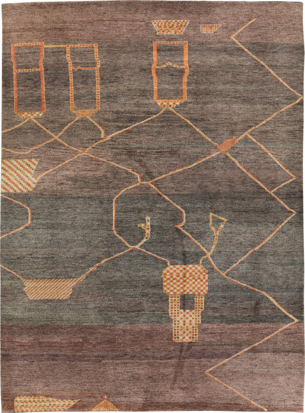 Persian Gabbeh Inspired Turkish Room Size Carpet, No.30598 - Staging
