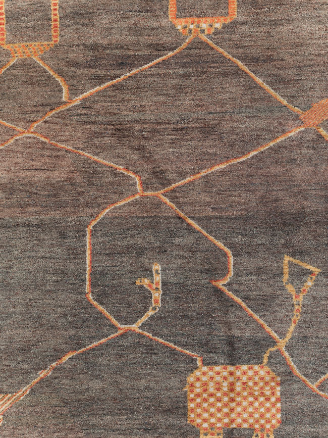 Persian Gabbeh Inspired Turkish Room Size Carpet, No.30598 - Staging