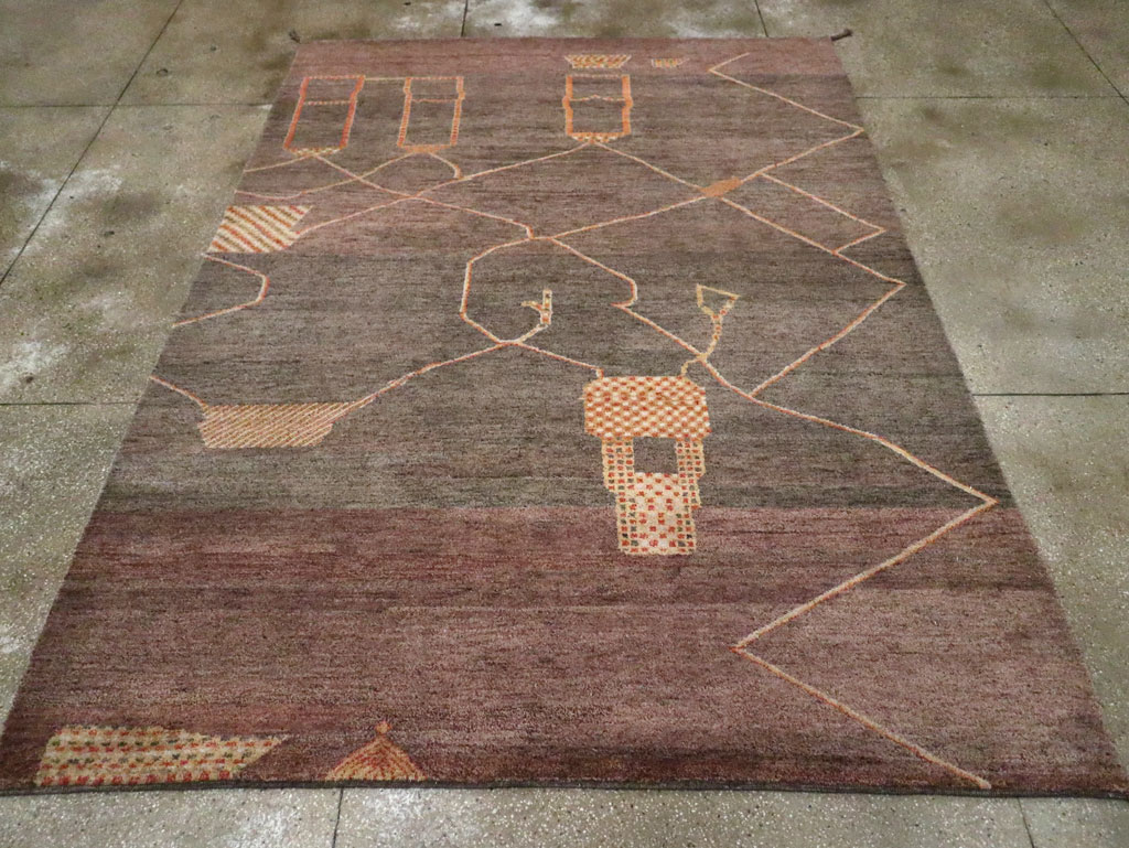 Persian Gabbeh Inspired Turkish Room Size Carpet, No.30598 - Staging