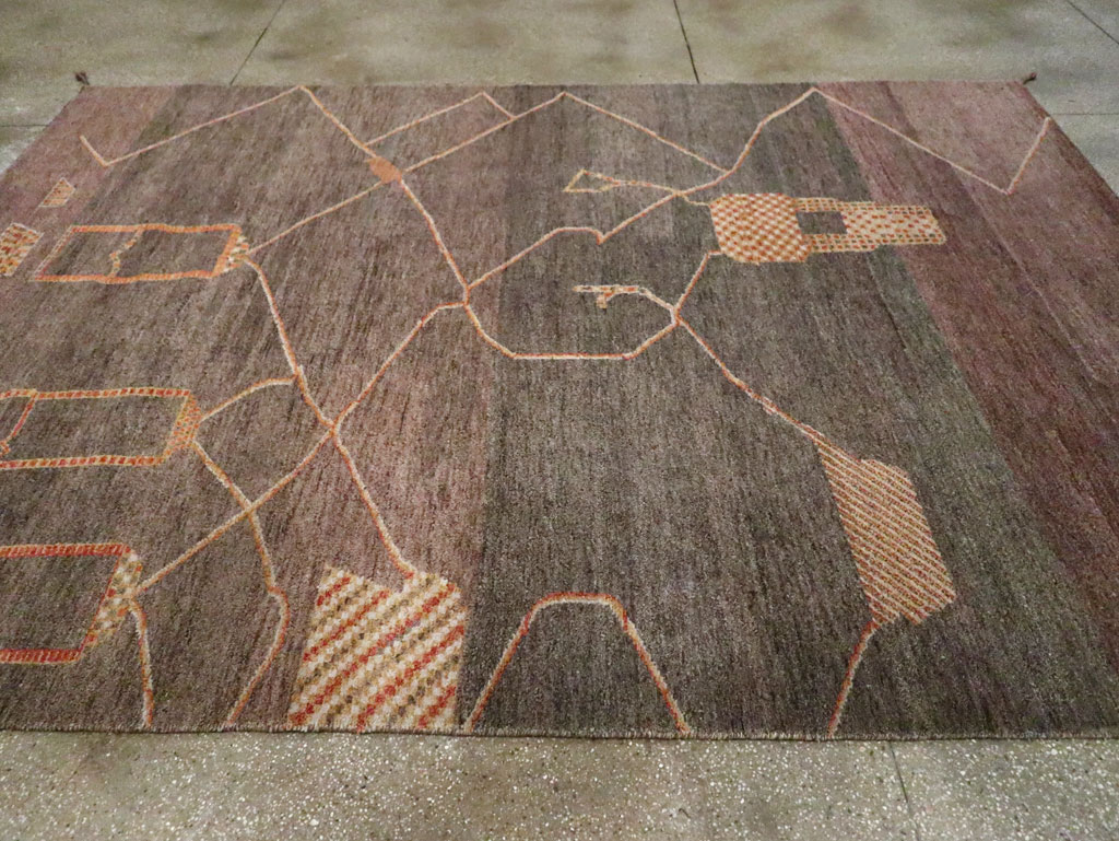 Persian Gabbeh Inspired Turkish Room Size Carpet, No.30598 - Staging