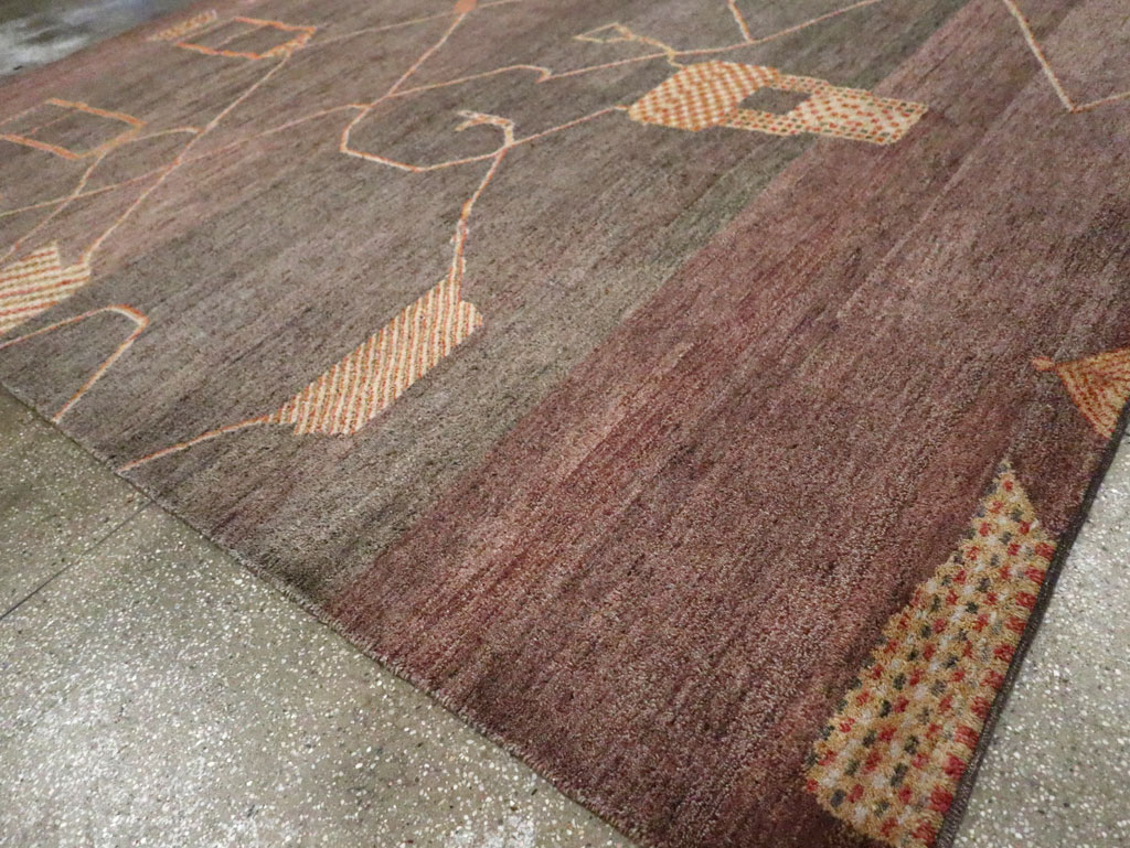 Persian Gabbeh Inspired Turkish Room Size Carpet, No.30598 - Staging