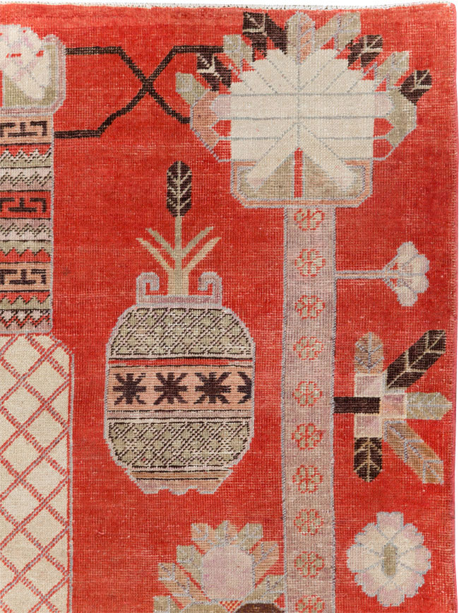 Antique East Turkestan Khotan Accent Rug, No.30605 - Staging