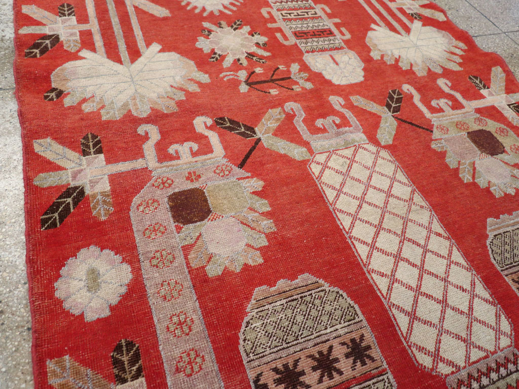 Antique East Turkestan Khotan Accent Rug, No.30605 - Staging