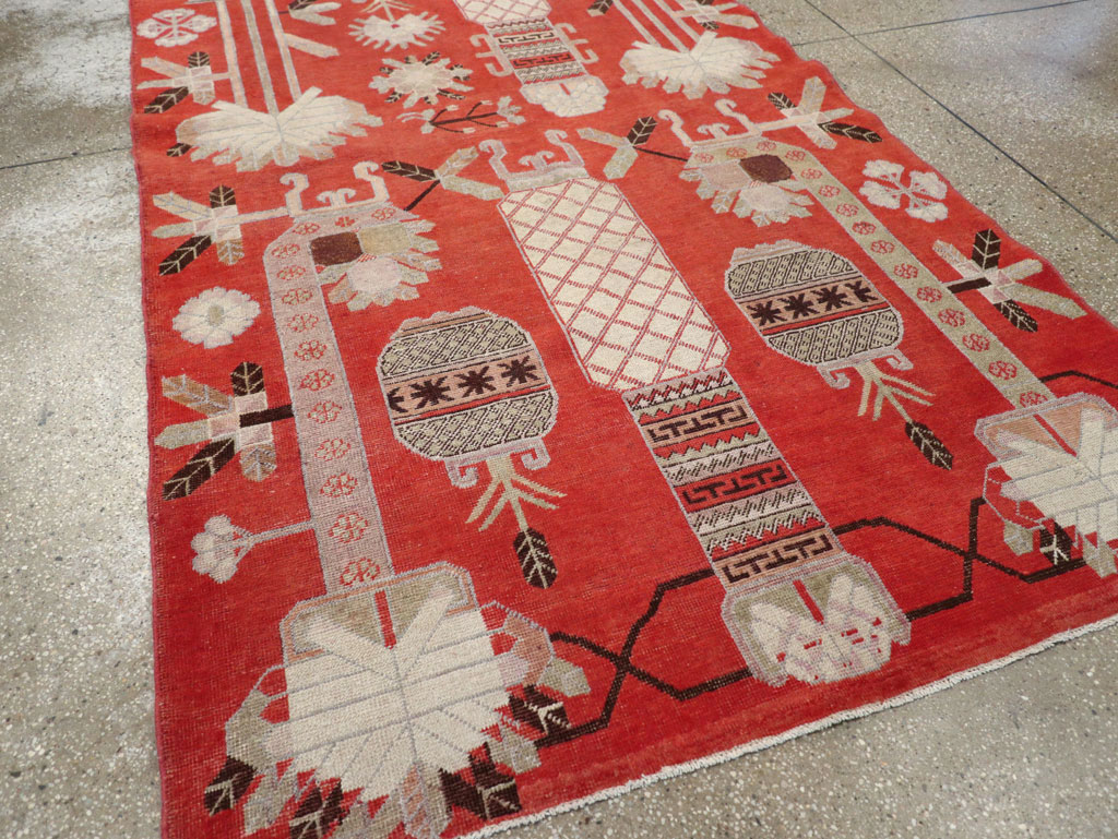 Antique East Turkestan Khotan Accent Rug, No.30605 - Staging