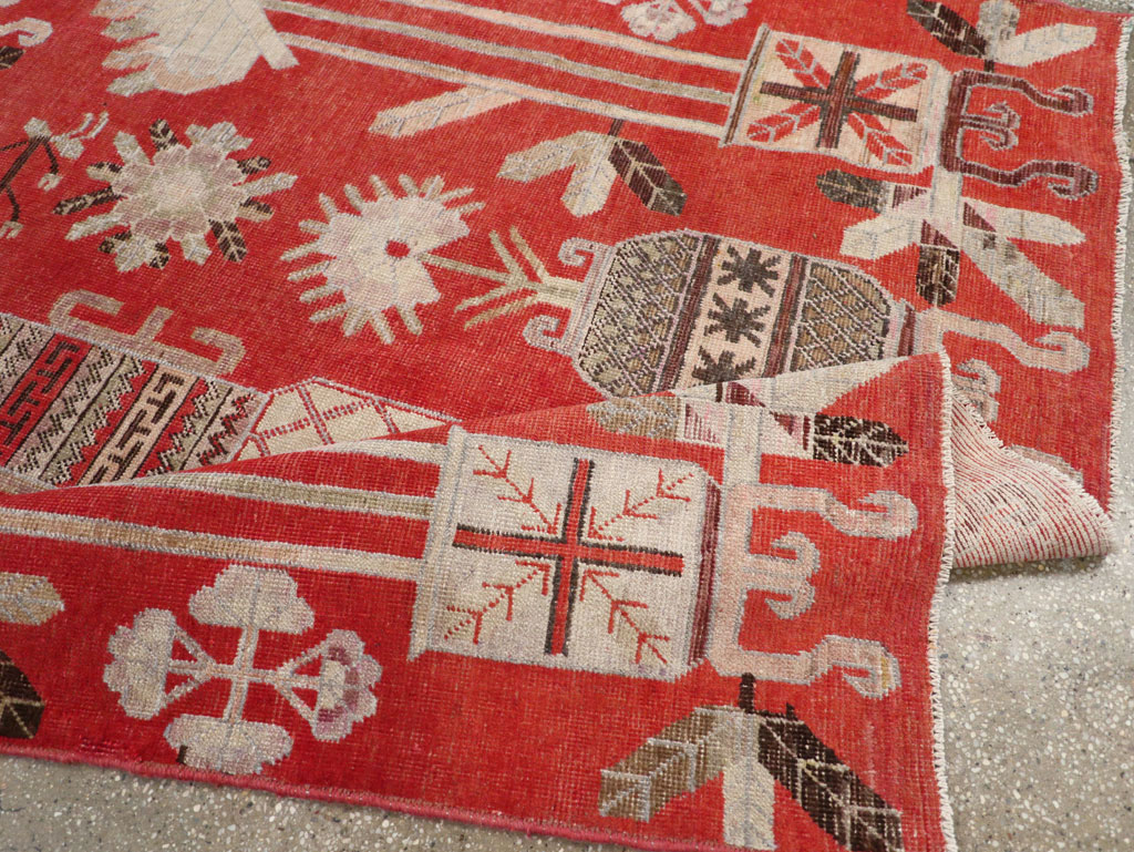 Antique East Turkestan Khotan Accent Rug, No.30605 - Staging