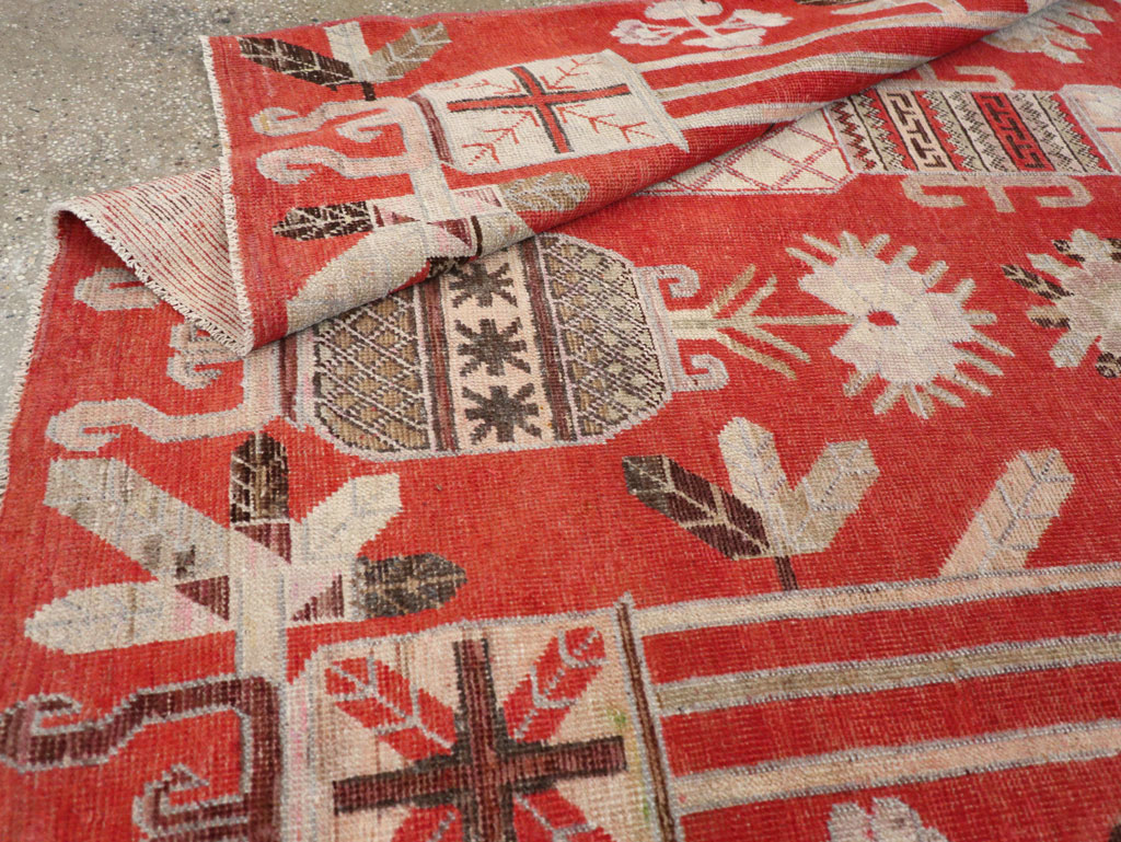 Antique East Turkestan Khotan Accent Rug, No.30605 - Staging
