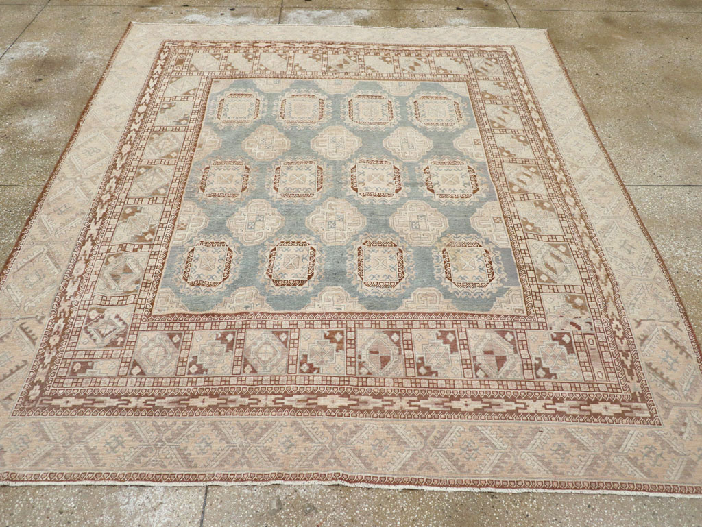 Antique East Turkestan Khotan Small Square Room Size Carpet, No.30608 - Staging