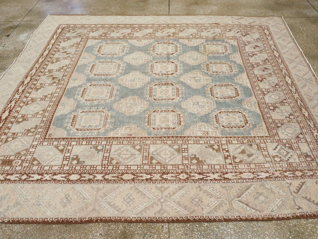 Antique East Turkestan Khotan Small Square Room Size Carpet, No.30608 - Staging