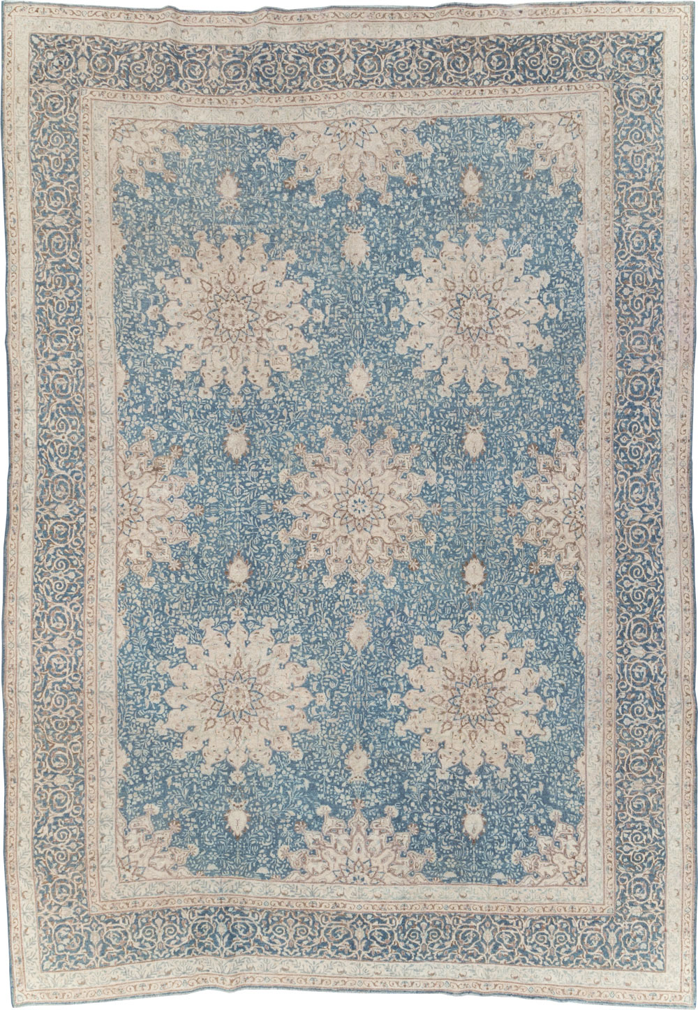 Vintage Persian Mashad Room Size Carpet, No.30609 - Staging