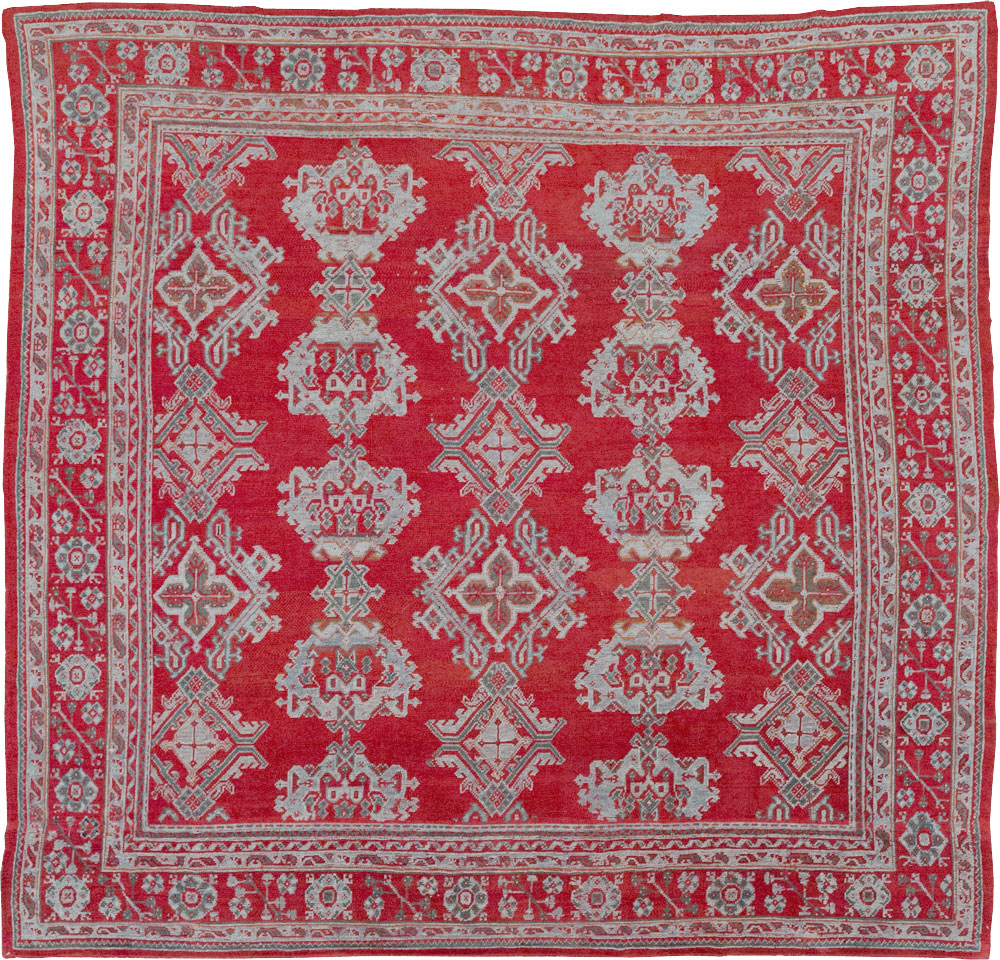 Vintage Turkish Oushak Square Room Size Carpet, No.30618 - Staging