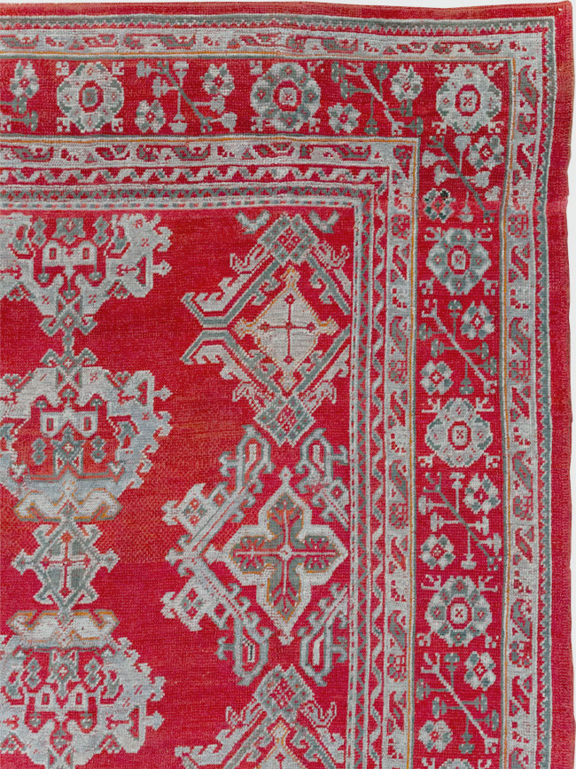 Vintage Turkish Oushak Square Room Size Carpet, No.30618 - Staging