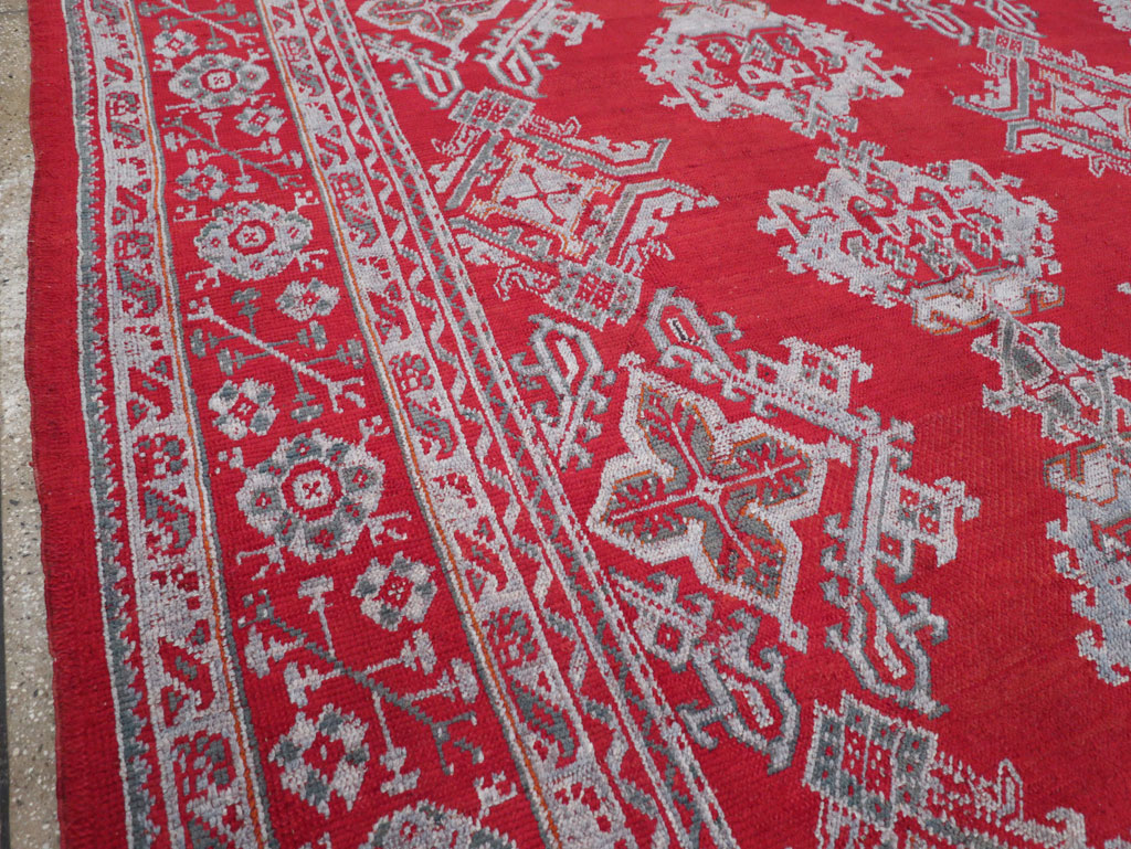 Vintage Turkish Oushak Square Room Size Carpet, No.30618 - Staging