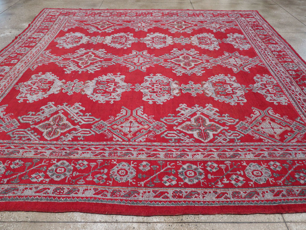 Vintage Turkish Oushak Square Room Size Carpet, No.30618 - Staging