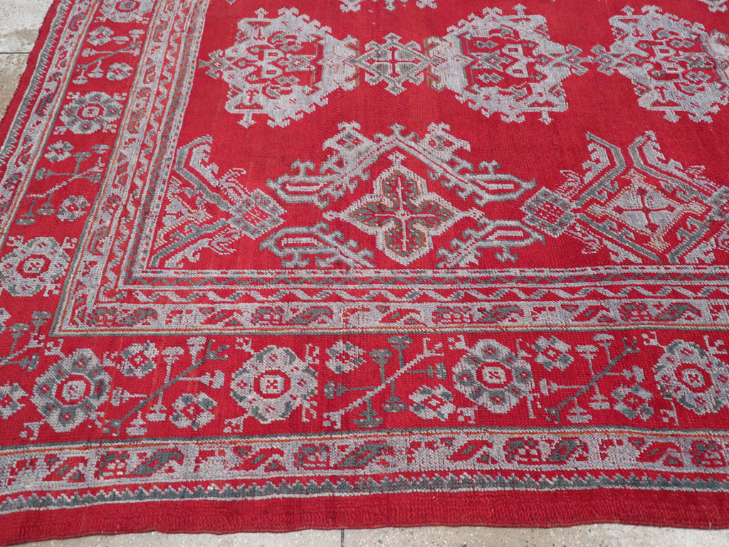 Vintage Turkish Oushak Square Room Size Carpet, No.30618 - Staging