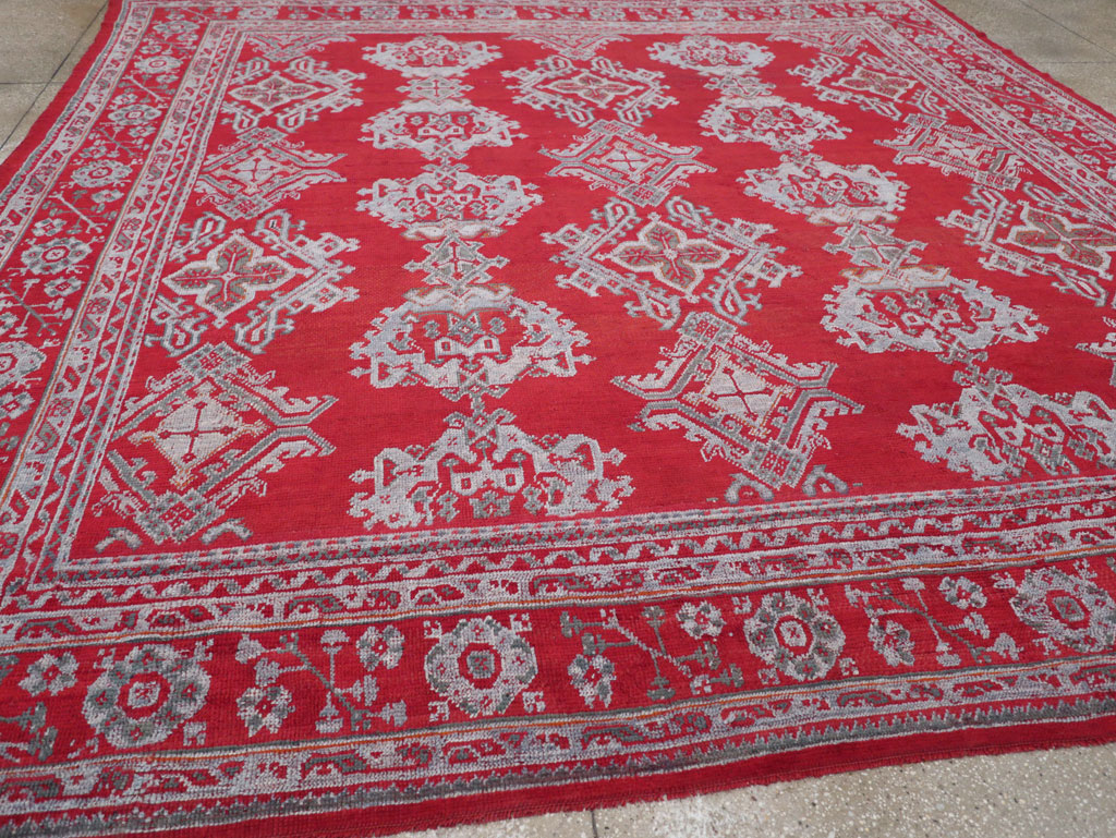 Vintage Turkish Oushak Square Room Size Carpet, No.30618 - Staging