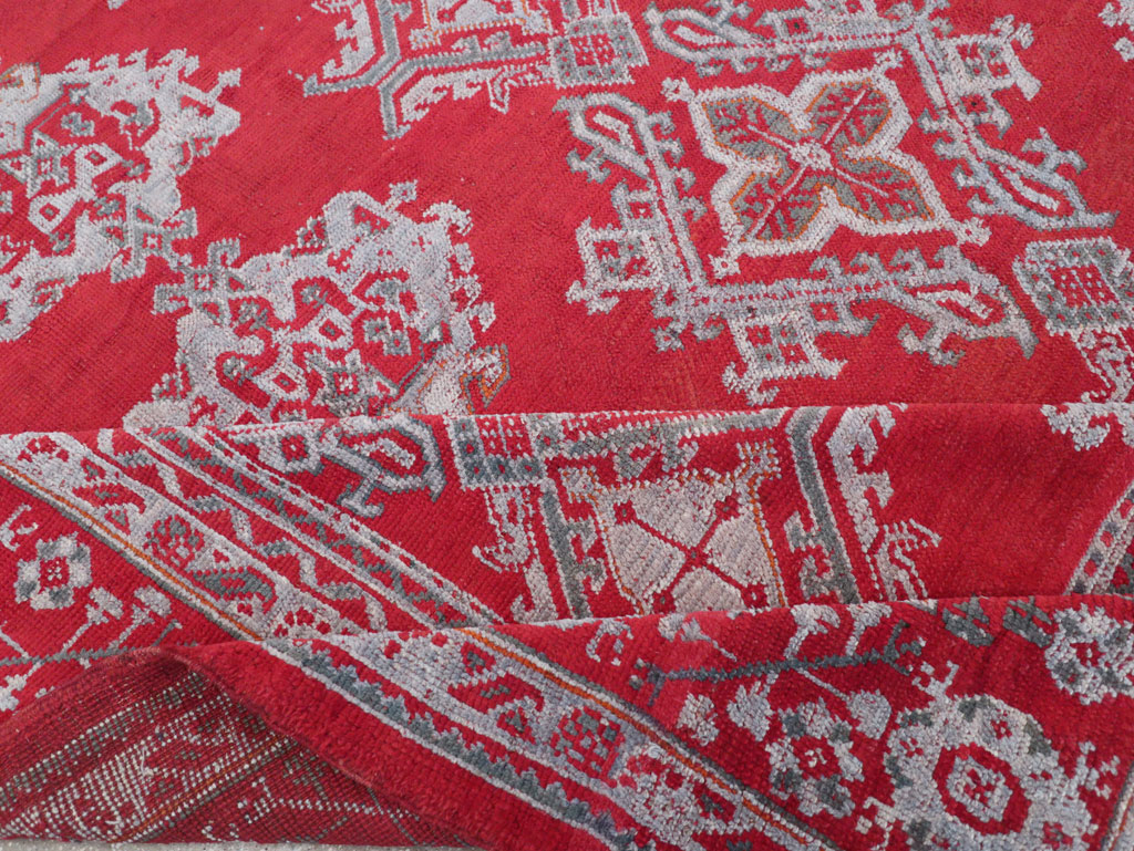 Vintage Turkish Oushak Square Room Size Carpet, No.30618 - Staging