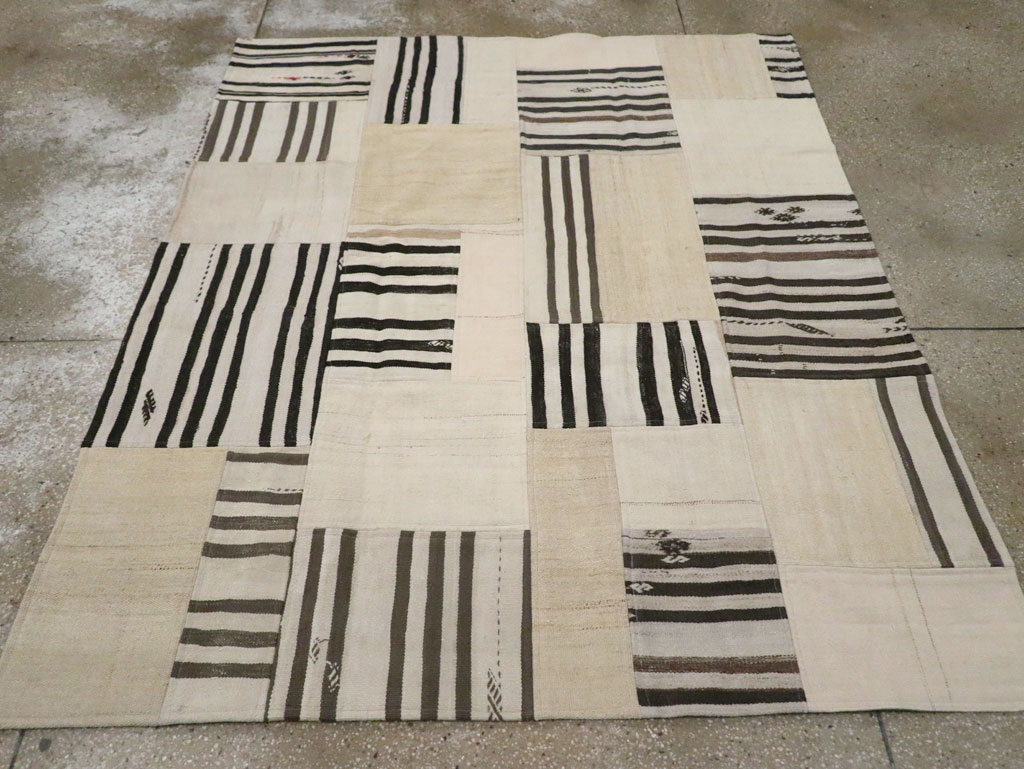 Contemporary Turkish Patchwork Style Flatweave, No.30621 - Staging