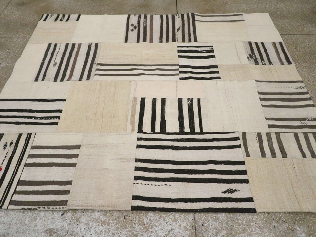 Contemporary Turkish Patchwork Style Flatweave, No.30621 - Staging